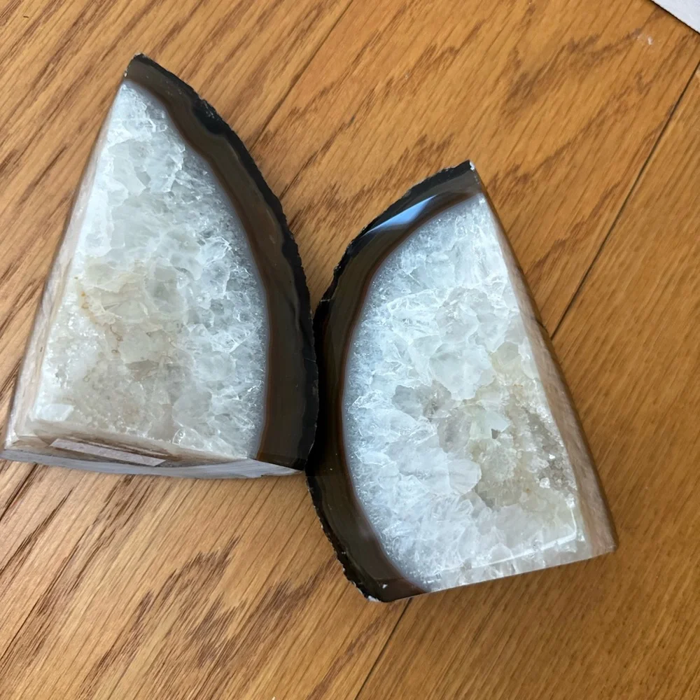 Set of 2 West Elm Natural Agate Bookends